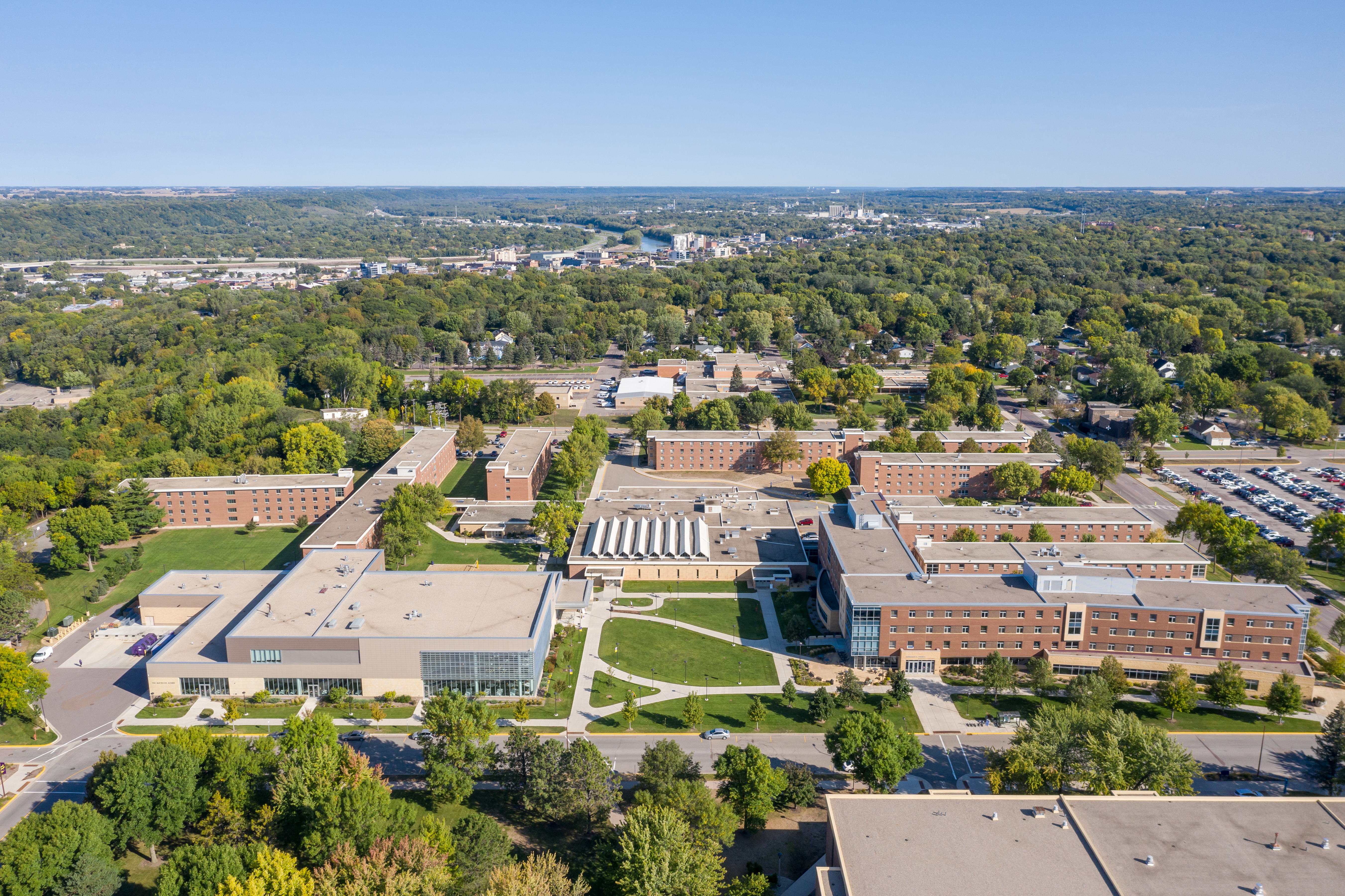 Aerial image of Minnesota State Mankato campus